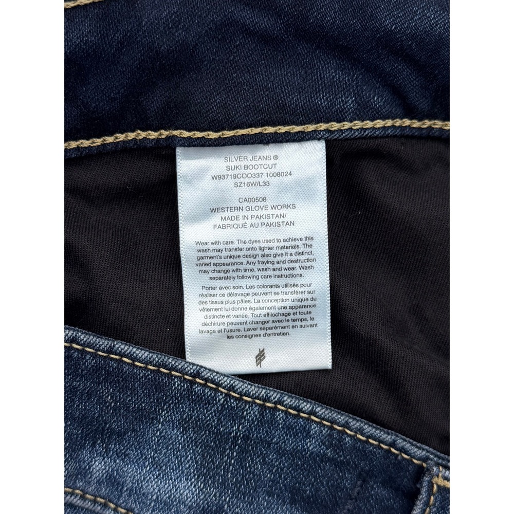 Silver Jeans Co Suki Bootcut Jeans Medium Wash Blue Stretch Denim Size 16W L33 - Picture 5 of 6